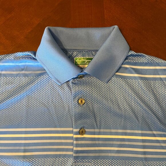 Ben Hogan Performance Mens S/S Polo Shirt Blue Striped Size S Golf Shirt - Picture 13 of 13